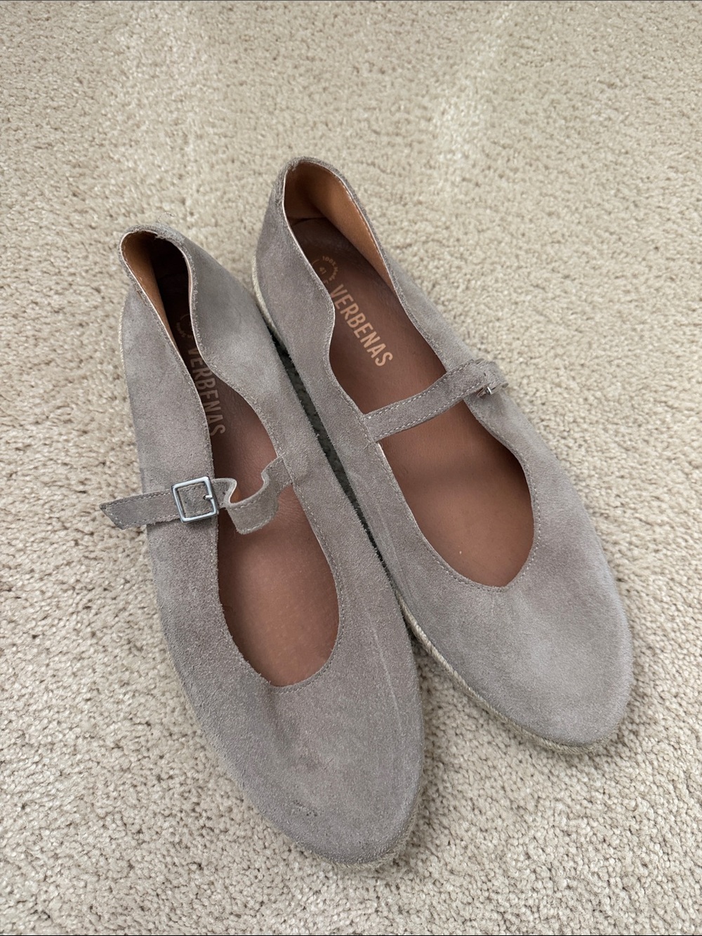 Verbenas Taupe Suede Mary Jane Flats  41